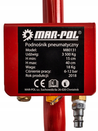 Podnośnik pneumatyczny poduszkowy 3.5T 40cm bałwanek MAR-POL