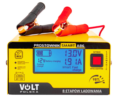 Prostownik ładowarka do akumulatora LCD 6/12V 15A SMART A86 VOLT POLSKA