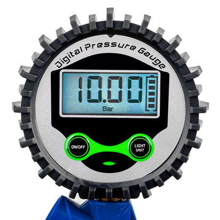 Pistolet do pompowania kół duży manometr lcd pompka samochodowa 16 bar FORSAGE