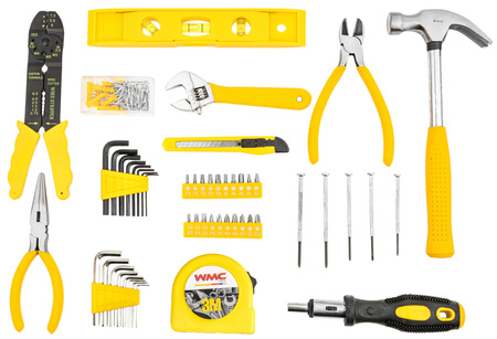 Zestaw narzędziowy klucze nasadowe imbudowe wkrętaki młotek bity 3/8" 130el WMC