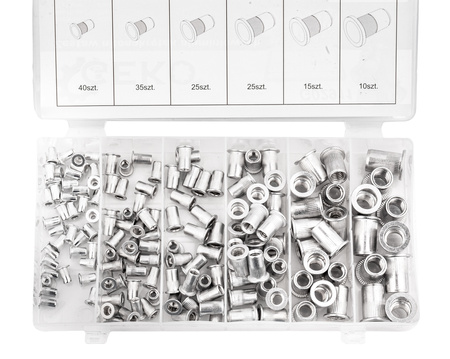 Zestaw nitonakrętek aluminiowych nitonakrętki m3-m10 150el SILVER