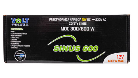 Przetwornica SINUS-300/600W (12V/230V) VOLT POLSKA