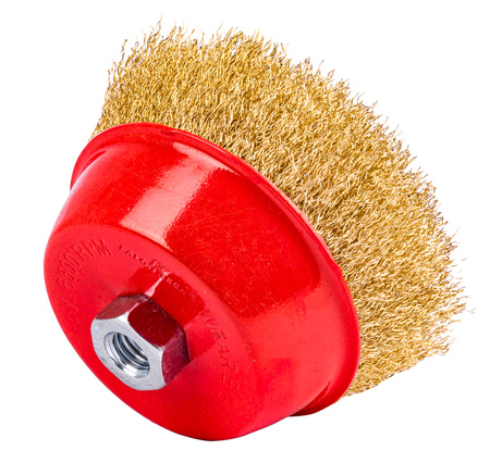 Szczotka druciana do szlifierki miękka mosiądzowana czołowa 125 mm M14 FALON-TECH