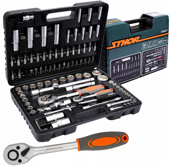 Zestaw narzędziowy klucze nasadowe wkrętaki bity 94el STOHR 58687 YATO