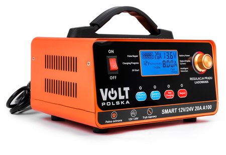 Prostownik akumulatorowy inteligentny SMART A100 ładowarka 12V / 24V 20A Volt Polska
