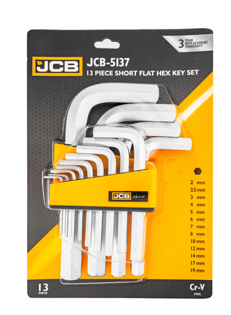 Zestaw klucze imbusowe wkrętaki imbusy crv krótkie 13el 2-19mm JCB