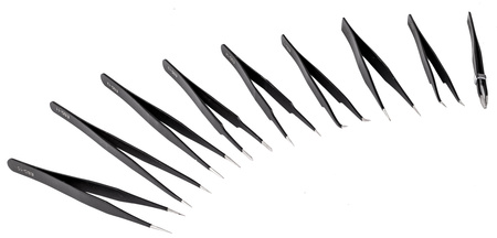 Zestaw pęset metalowych ESD 9 elem. w etui FALON-TECH