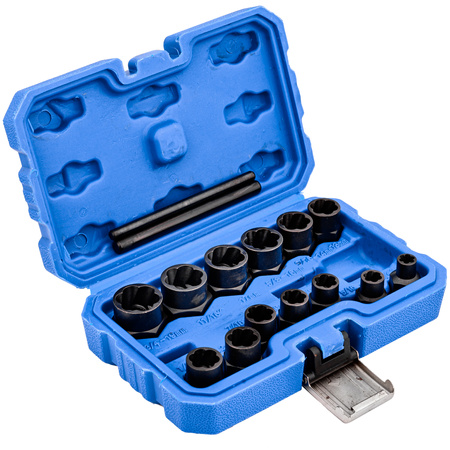 Nasadki wykrętaki do zniszczonych śrub nakrętek 15SZT. GEKO