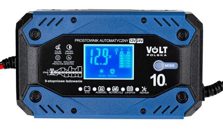 Prostownik akumulatorowy ładowarka AGM LiFEPO4 LCD 12V 24V 5A 10A Volt Polska