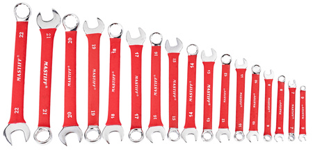 Klucze płasko oczkowe płaskie gumowane zestaw płachta 6-22 mm 17el MASTIFF