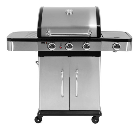 Grill ogrodowy gazowy 3+1 szafka pokrywa inox stal nierdzewna 11,2 KW YATO