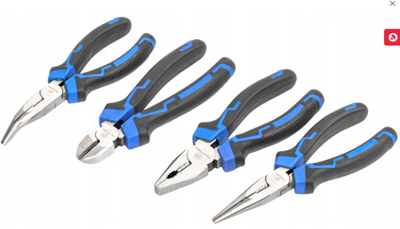 Zestaw narzędziowy kombinerki szczypce proste wygięte ucinaczki etui 4 el. FALON-TECH