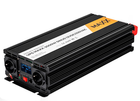 Przetwornica prądu napięcia UPS sinus 12v 230v MAXX 1000/2000W LCD PILOT 4SUN
