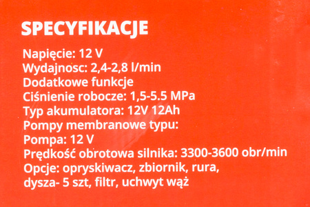 Opryskiwacz Ciśnieniowy Plecakowy Akumulatorowy 16L 12V (5 dysz) LEX