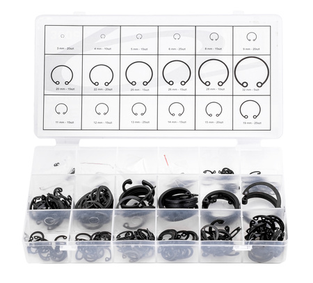 Zestaw pierścieni segera pierścienie wewnętrzne osadcze  300szt SILVER