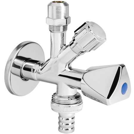 Zawór zaporowy kątowy grzybkowy kombi 1/2x3/4 do pralki zmywarki DIAMOND