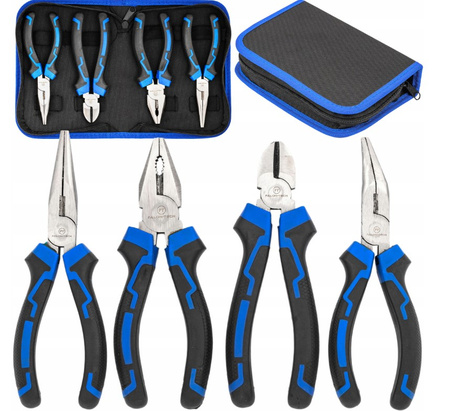 Zestaw narzędziowy kombinerki szczypce proste wygięte ucinaczki etui 4 el. FALON-TECH