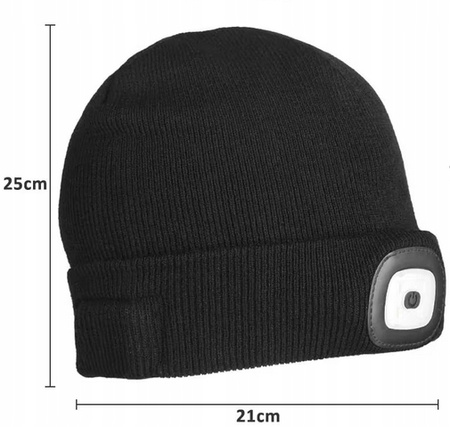 Czapka zimowa uniwersalna z latarką czołówka led usb FORSAGE