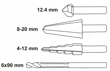 Wiertła uniwersalne do stali metalu rozwiertak pogłębiacz stożkowy 4el FALON-TECH