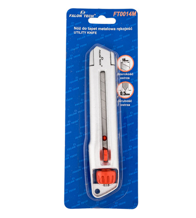 Nóż metalowy uniwersalny 18 mm do tapet wykładzin blokada ostrza FALON-TECH