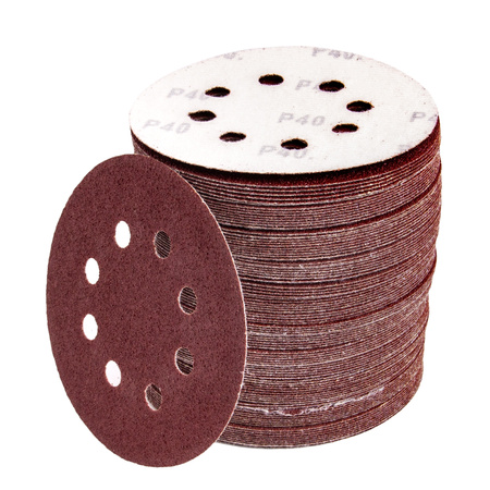 Papier ścierny na rzep krążek dysk z dziurami 125mm P40 100szt SILVER