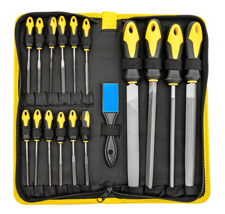 Zestaw pilników do metalu drewna iglaki tarniki zdzieraki proste etui 18el FALON-TECH