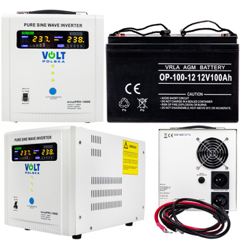 Zestaw awaryjne zasilanie przetwornica UPS 1500E 12V + Akumulator 100Ah VOLT POLSKA