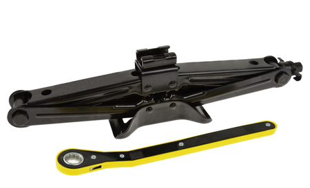 Podnośnik samochodowy lewarek trapezowy 2T z grzechotką kół i pokrowcem SILVER