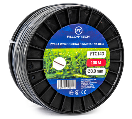 Żyłka tnąca do kosy i podkaszarki wzmocniona drutem 3,0mm 100m