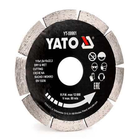 Tarcza diamentowa do betonu 115x1,8x10x22,2 YATO