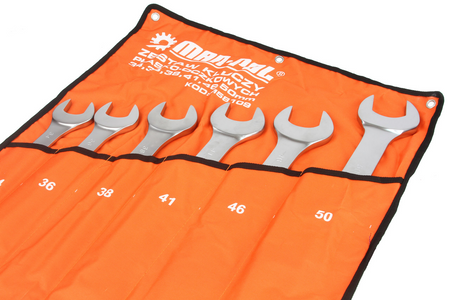 Zestaw kluczy płasko-oczkowych 6 elementów stal crv grube satyna 34-50 mm MAR-POL