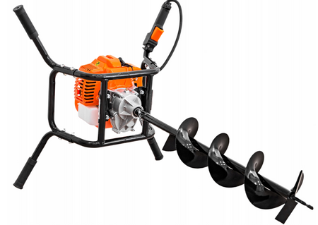 Wiertnica glebowa świder spalinowy 2-os do gleby ziemi 3 wiertła przedłużka + olej GEKO