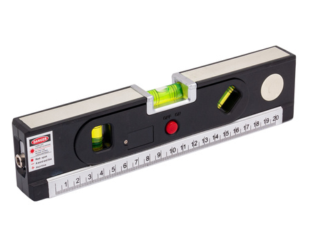 Poziomica laserowa z miarką standardową i zwijaną 150cm +LED GEKO