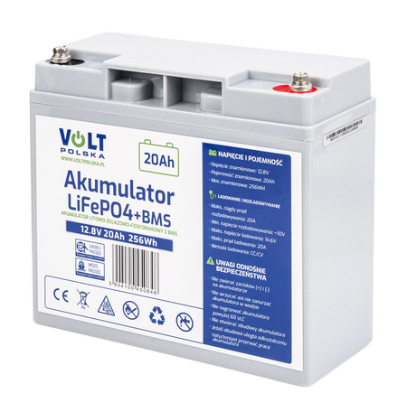 Akumulator LifePO4 12V 20Ah BMS UPS bezobsługowy do łodzi kampera VOLT POLSKA
