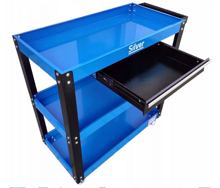 Szafka wózek zestaw warsztatowy narzędziowy skrętne koła 3 półki SILVER