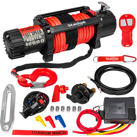 Wyciągarka wciagarka 10000lbs HUNTER do lawety 12v lina syntetyczna szybka TITANIUM WINCH