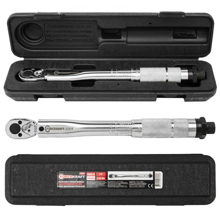 Klucz dynamometryczny do kół 1/4" 2-24Nm chromowany blokada grzechotka etui FORCEKRAFT