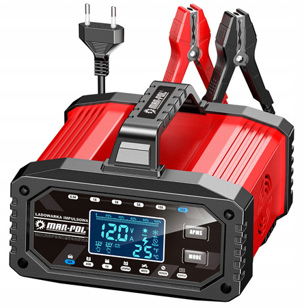 Prostownik impulsowy smart 10w1 funkcja naprawy automatyczny 12v 24v 15A MAR-POL