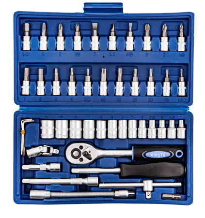 Zestaw kluczy nasadowych klucze nasadowe bity TORX HEX 46el. WMC