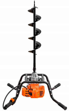 Wiertnica glebowa świder spalinowy 2-os do gleby ziemi 3 wiertła przedłużka + olej GEKO