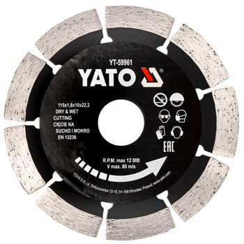 Tarcza diamentowa do betonu 115x1,8x10x22,2 YATO