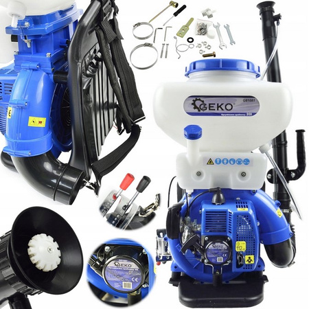 Opryskiwacz spalinowy plecakowy turbinowy ogrodowy dmuchawa siewnik 20L 2,9 km GEKO