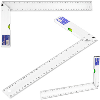 Aluminiowy kątownik z poziomicą przymiar stolarski miarka linijka 350 mm FALON-TECH