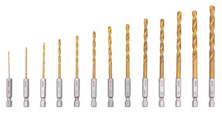 Wiertła do metalu tytanowane 1.5-6.5 mm HSS (zestaw 13szt) FALON-TECH