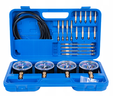 Zestaw do synchronizacji regulacji gaźników spalinowych wakuometry 4szt + 17 adapterów GEKO