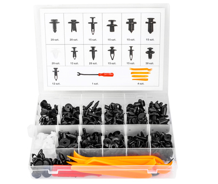 Zestaw spinki samochodowe klipsy tapicerki kołki łyżki etui 230 szt FALON-TECH