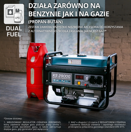 Agregat generator prądotwórczy benzynowo - gazowy KS 2900G 2,9 kW 1-fazowy Könner & Söhnen KS