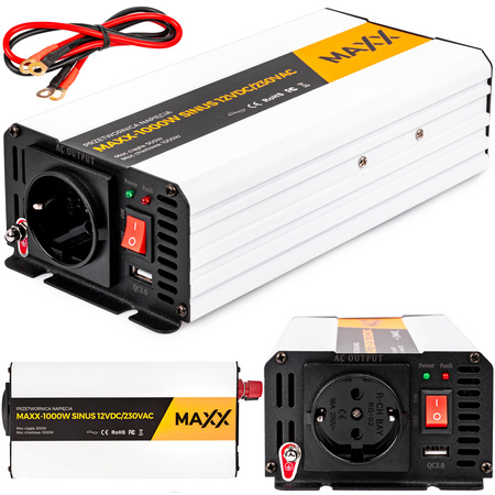 Przetwornica prądu napięcia czysty sinus 12v 230v 500/1000w MAXX 4SUN