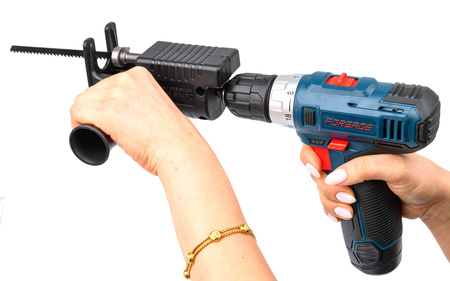 Przystawka wyrzynarka piła szablasta lisi ogon do wkrętarki + 3 brzeszczoty FALON-TECH