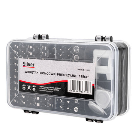 Narzędzia śrubokręty precyzyjne wkrętak bity torx do elektroniki 115 el SILVER